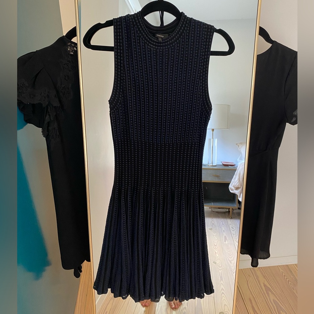 Theory Novelty Checker Knit Sleeveless Short Dress - Picture 3 of 16